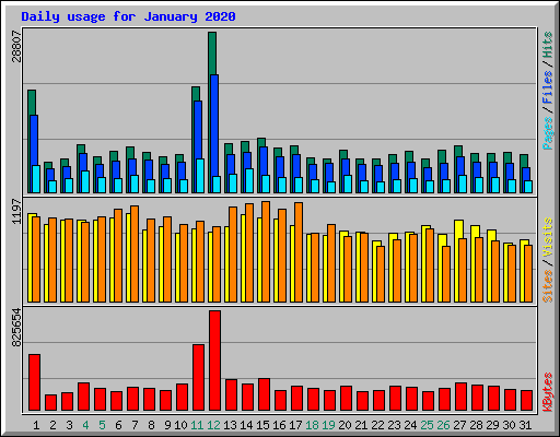Daily usage for January 2020