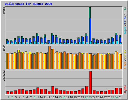 Daily usage for August 2020