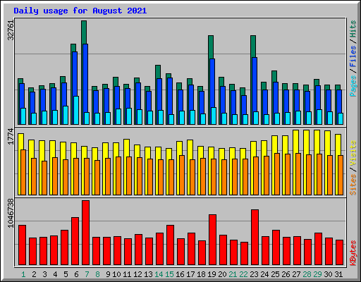 Daily usage for August 2021