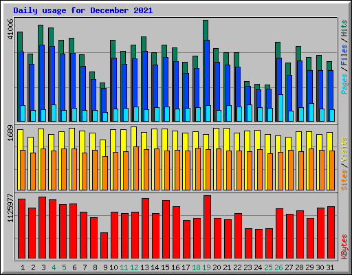 Daily usage for December 2021