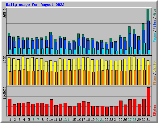 Daily usage for August 2022